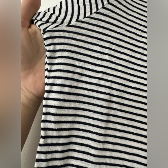 Massimo Dutti Linen Stripped Tshirt in Navy - Size L - Picture 2 of 6